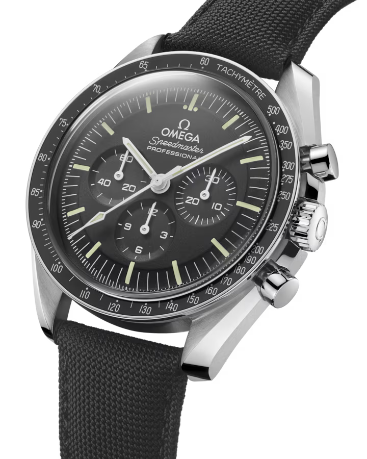 Speedmaster Moonwatch Professional 42 mm, aço em bracelete de tecido de nylon revestido