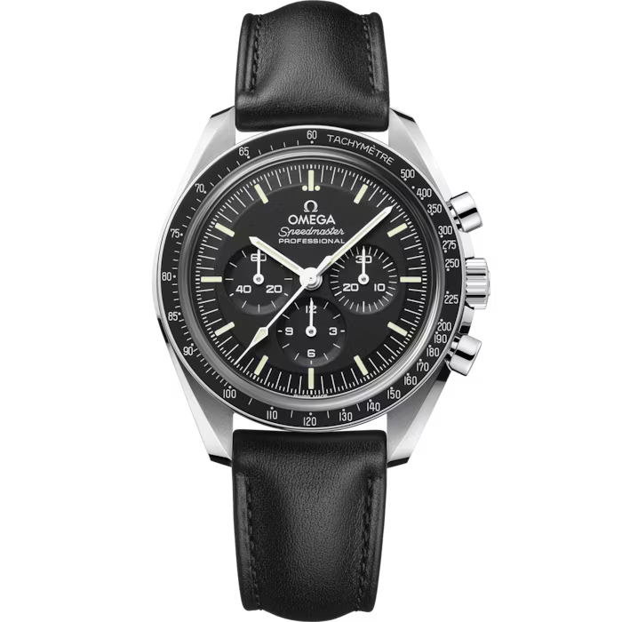 Speedmaster Moonwatch Professional 42 mm, aço em bracelete de pele