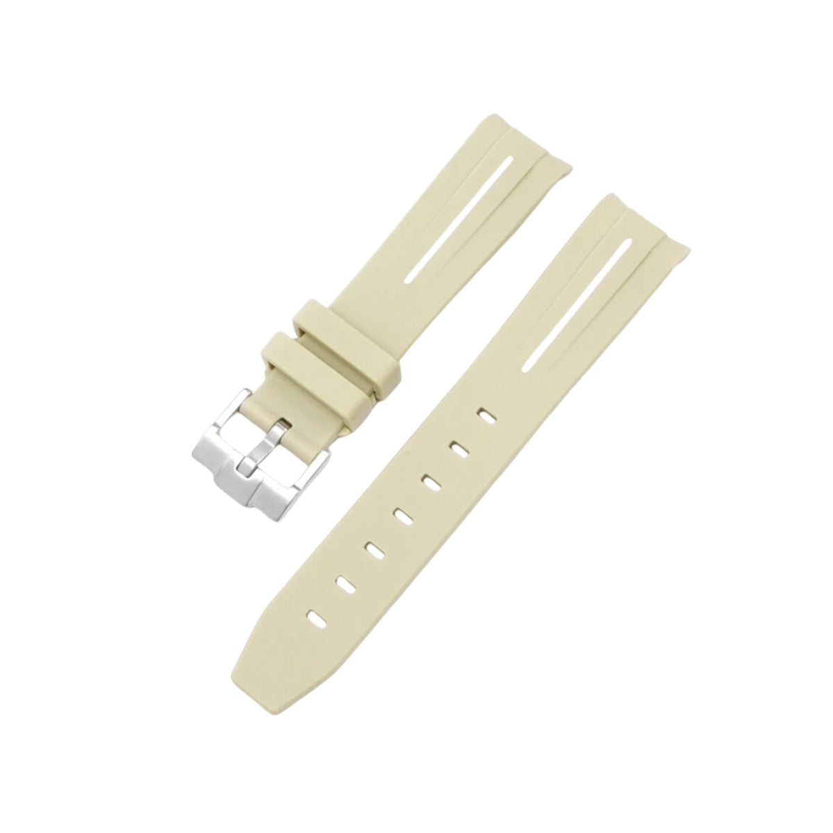 Pulseira de borracha - Para Missão no Deserto da Terra | Omega X Swatch | MoonSwatch - Bege com linha branca