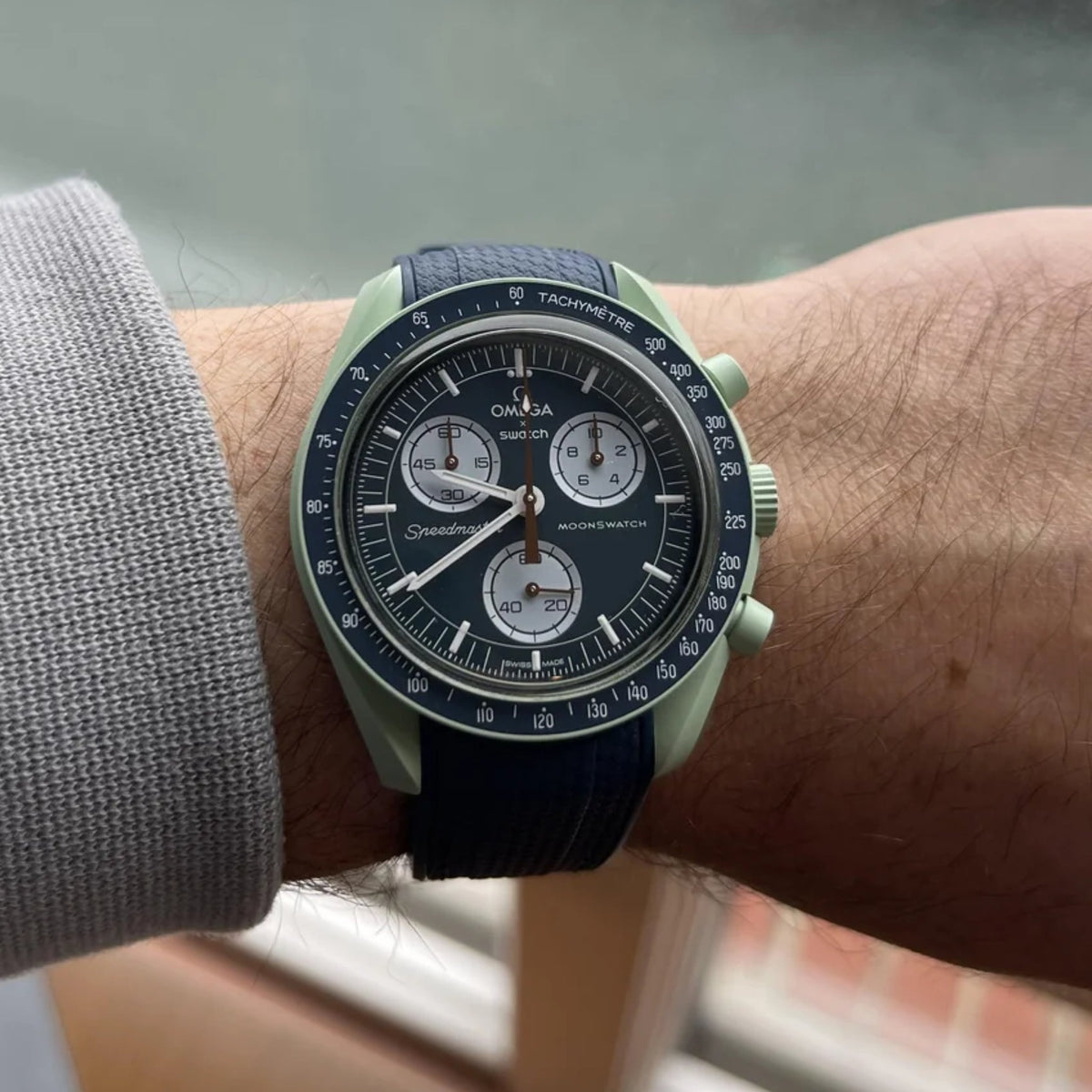 Pulseira de borracha - Para Missão na Terra | Omega X Swatch | MoonSwatch - Azul com Azul