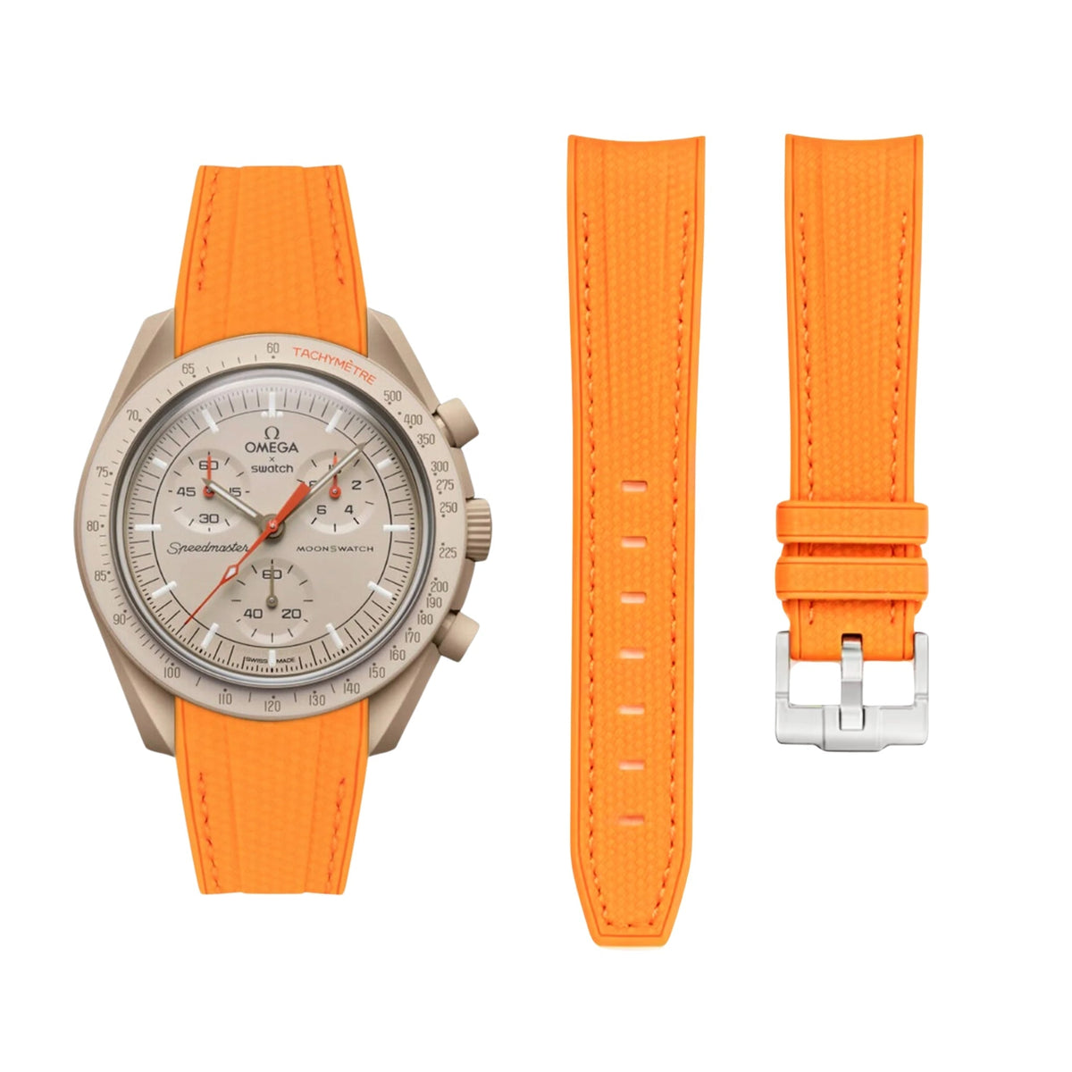 Rubber Strap - For Mission to Jupiter | Omega X Swatch | MoonSwatch - Orange w/Orange