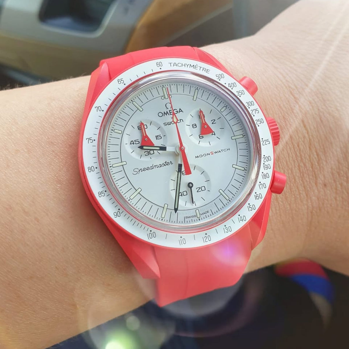 Pulseira de borracha - Para Missão a Marte | Omega X Swatch | MoonSwatch - Vermelho