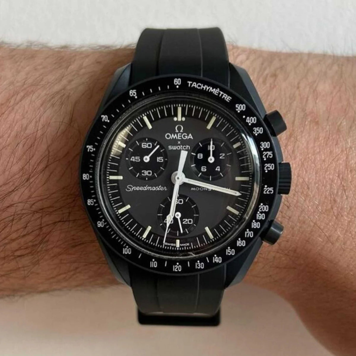 Pulseira de borracha - Para Missão a Mercúrio | Omega X Swatch | MoonSwatch - Preto
