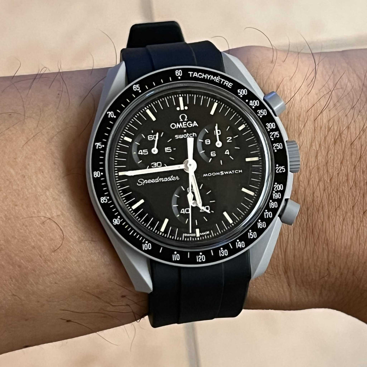 Pulseira de borracha - Para missão à Lua | Omega X Swatch | MoonSwatch - Preto