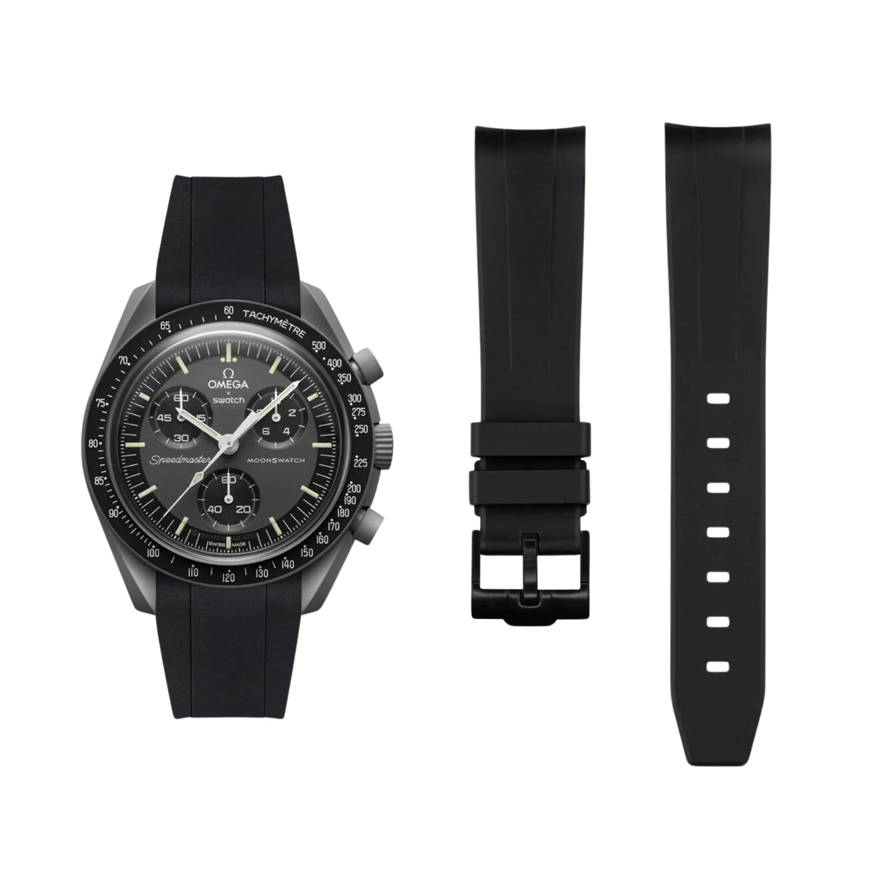 Pulseira de borracha - Para Missão à Fase da Lua - Lua Nova | Omega X Swatch | MoonSwatch - Preto