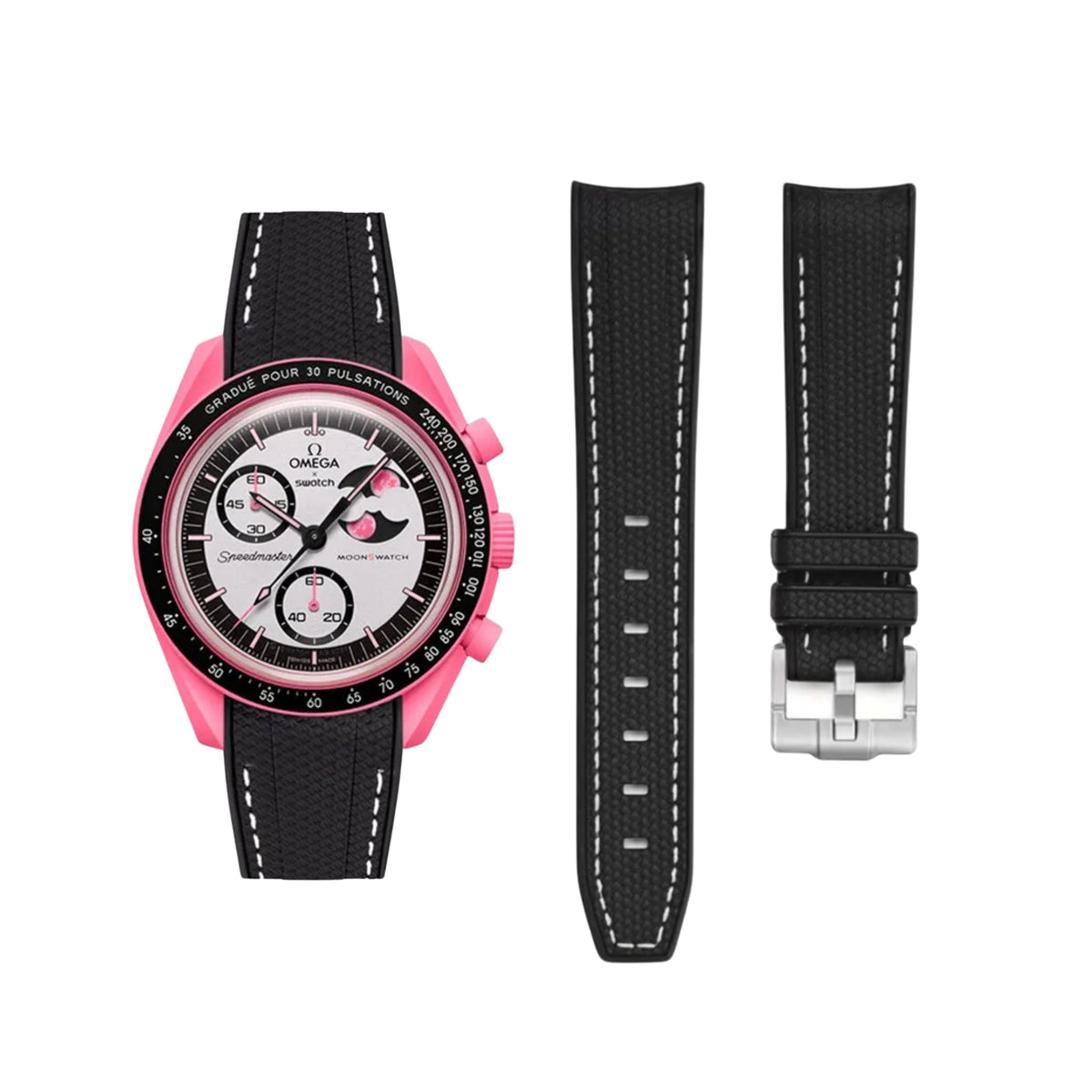 Pulseira de borracha - Para Mission to The Pink Moonphase - Preto/Branco