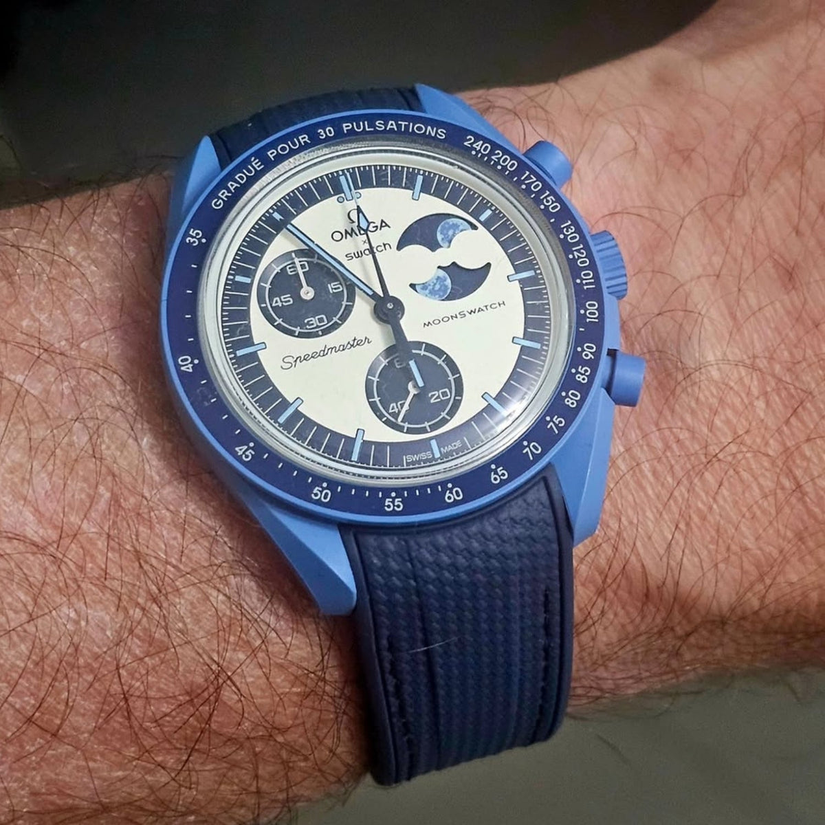 Pulseira de borracha - Para a missão Super Blue Moonphase | MoonSwatch - Azul com Azul