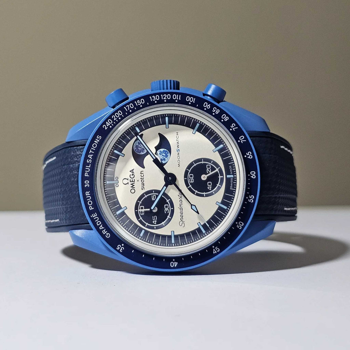 Pulseira de borracha - Para a missão Super Blue Moonphase | MoonSwatch - Azul com Branco