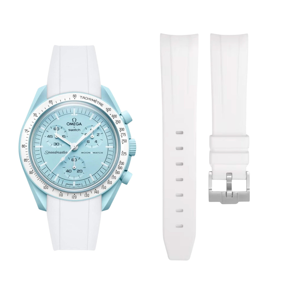 Pulseira de borracha - Para Missão Urano | Omega X Swatch | MoonSwatch - Branco