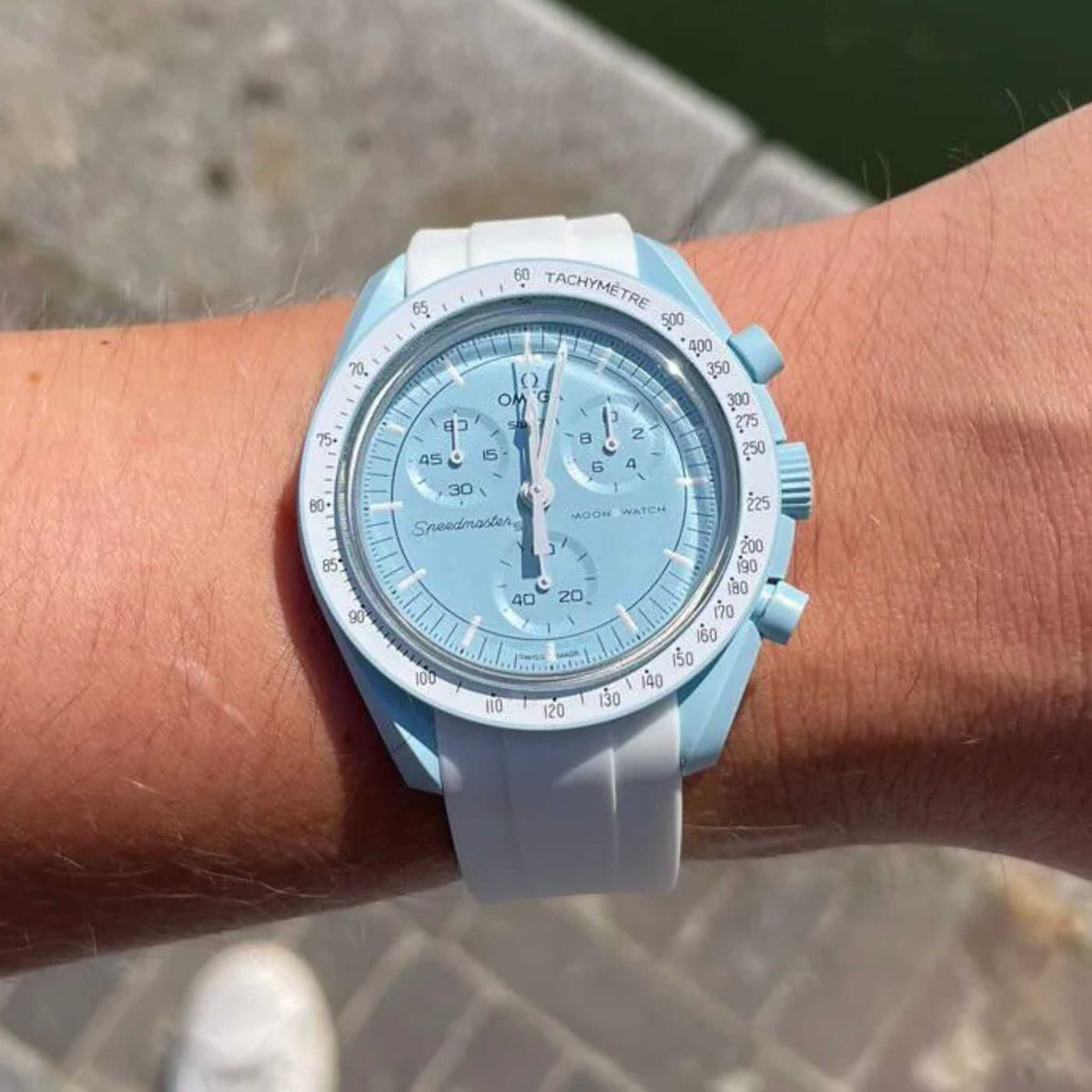 Pulseira de borracha - Para Missão Urano | Omega X Swatch | MoonSwatch - Branco