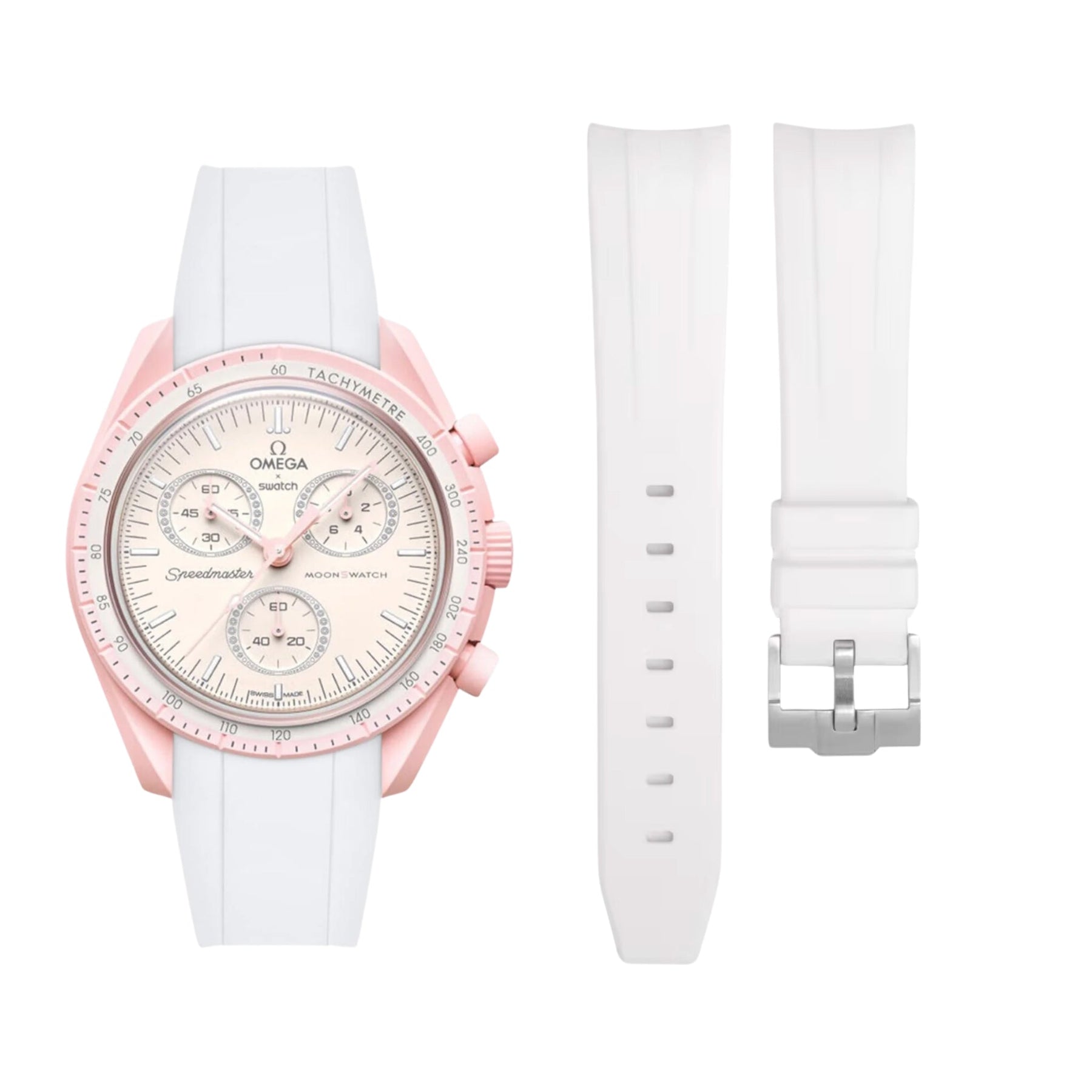 Pulseira de borracha - Para Missão Vênus | Omega X Swatch | MoonSwatch - Branco