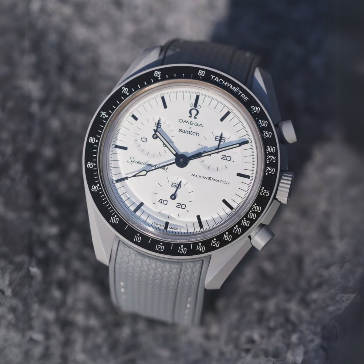 Pulseira de borracha - Para MoonSwatch 1965 - Cinza