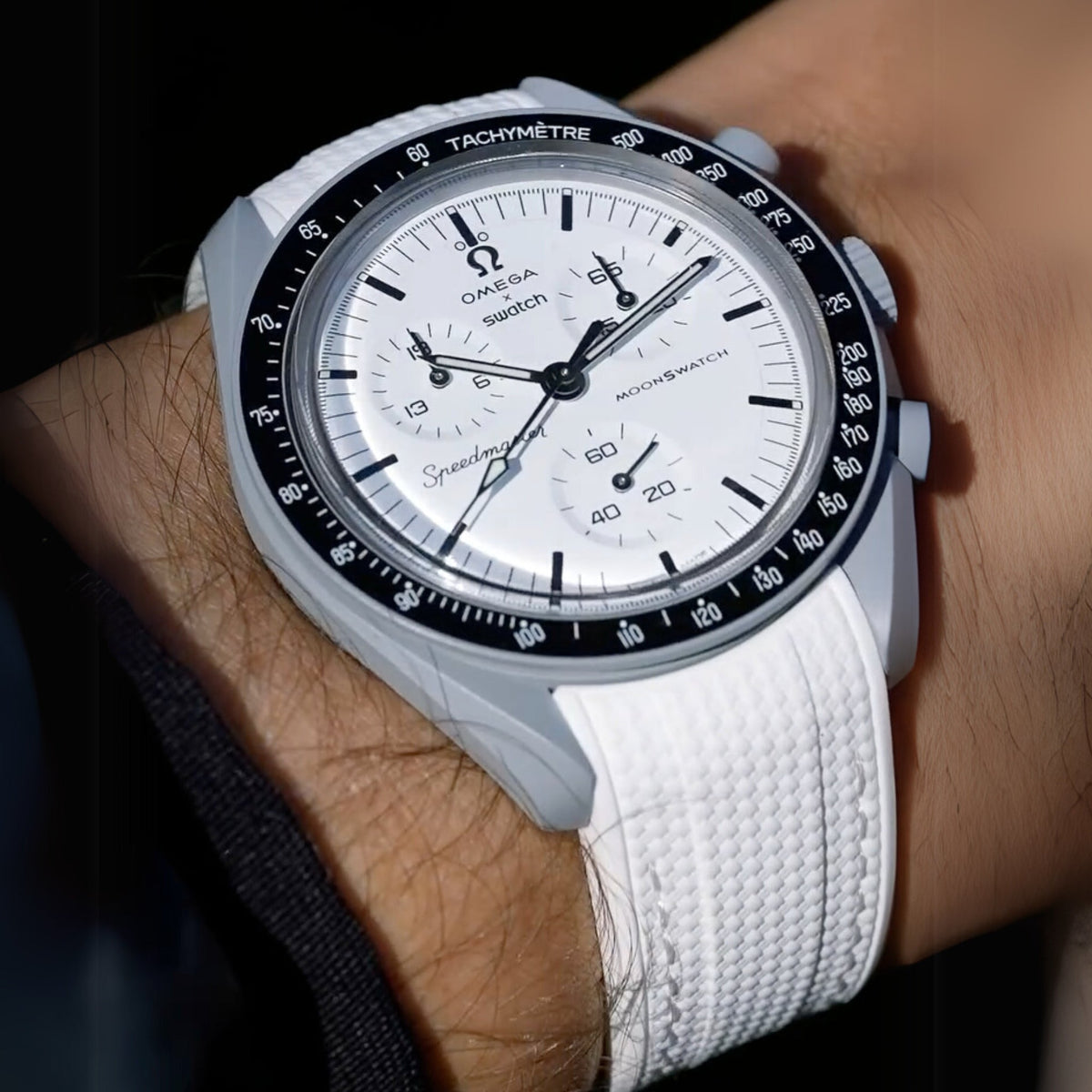 Pulseira de borracha - Para MoonSwatch 1965 - Branco com Branco