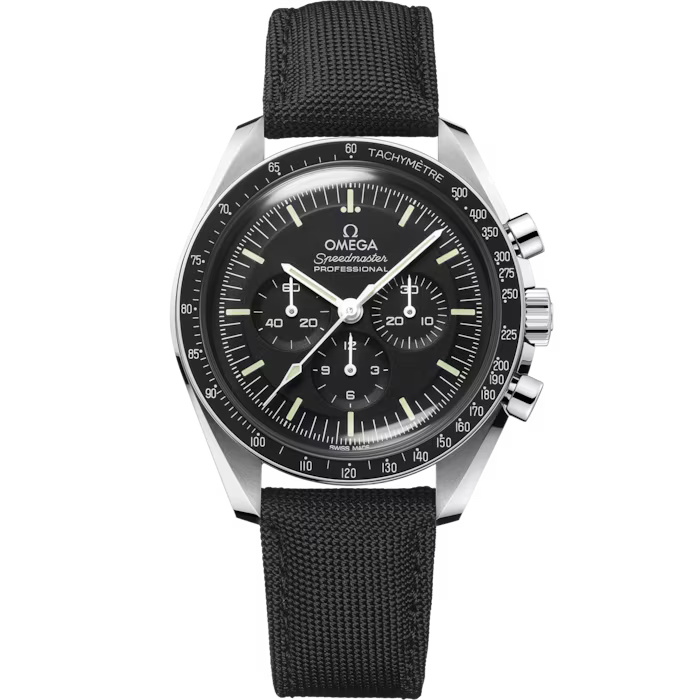 Speedmaster Moonwatch Professional 42 mm, aço em bracelete de tecido de nylon revestido