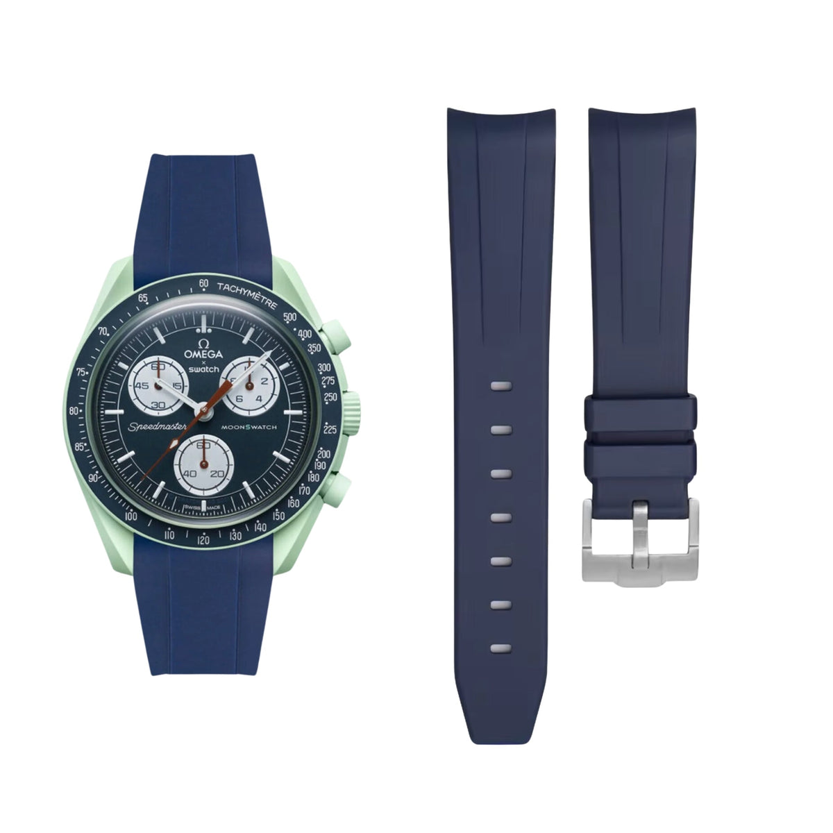 Pulseira de borracha - Para Missão na Terra | Omega X Swatch | MoonSwatch - Azul