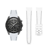 Pulseira de borracha - Para Missão a Mercúrio | Omega X Swatch | MoonSwatch - Branco com linha preta