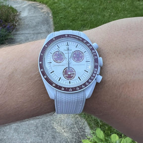 Pulseira de borracha - Para Missão Plutão | Omega X Swatch | MoonSwatch - Cinza com Branco