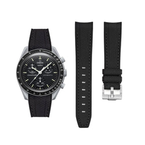 Pulseira de borracha - Para missão à Lua | Omega X Swatch | MoonSwatch - Preto com linha preta
