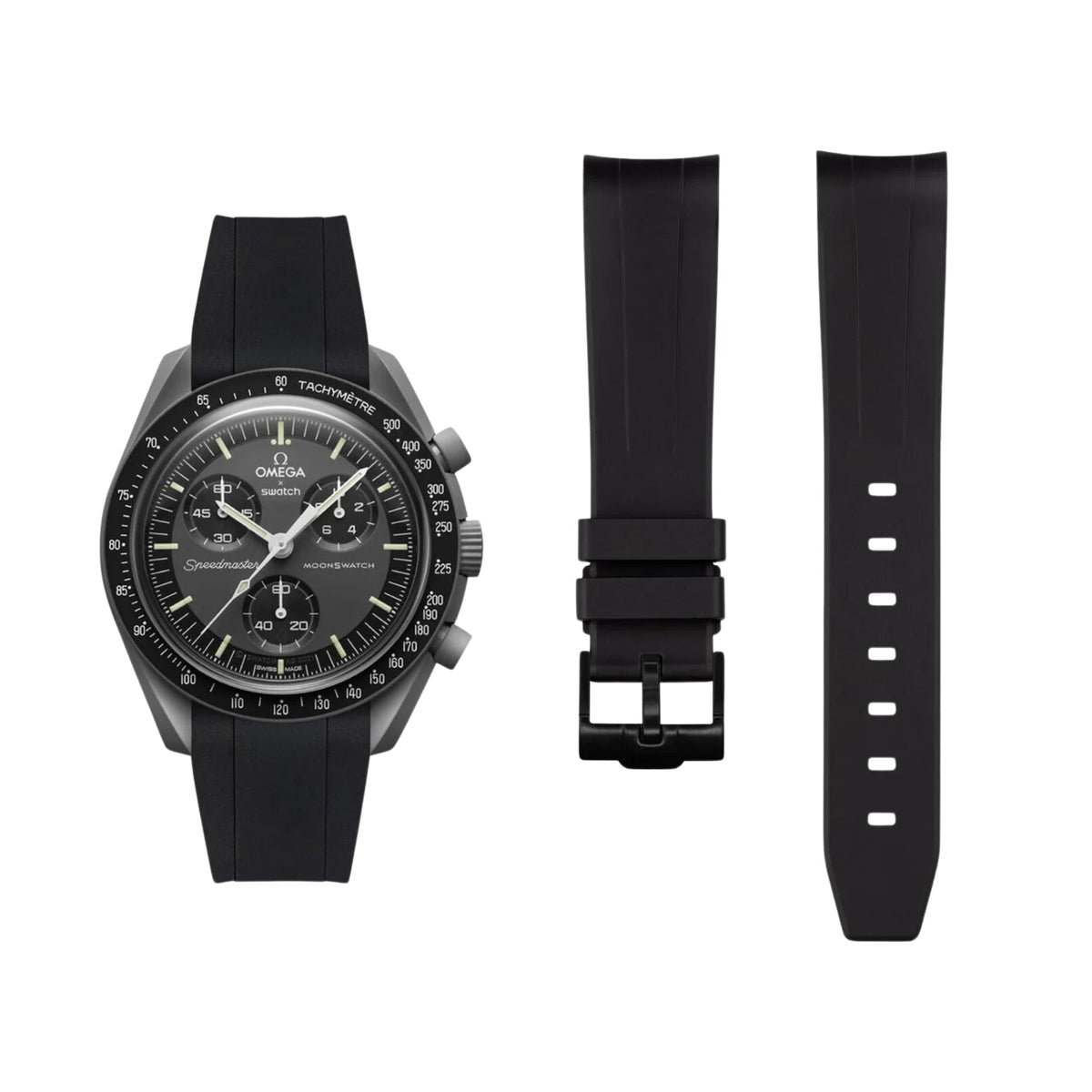 Pulseira de borracha - Para Missão à Fase da Lua - Lua Nova | Omega X Swatch | MoonSwatch - Preto