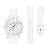 Pulseira de borracha - Para Missão às Fases da Lua - Snoopy | Omega X Swatch | MoonSwatch - Branco com Branco