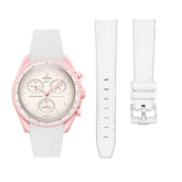 Pulseira de borracha - Para Missão Vênus | Omega X Swatch | MoonSwatch - Branco com Branco