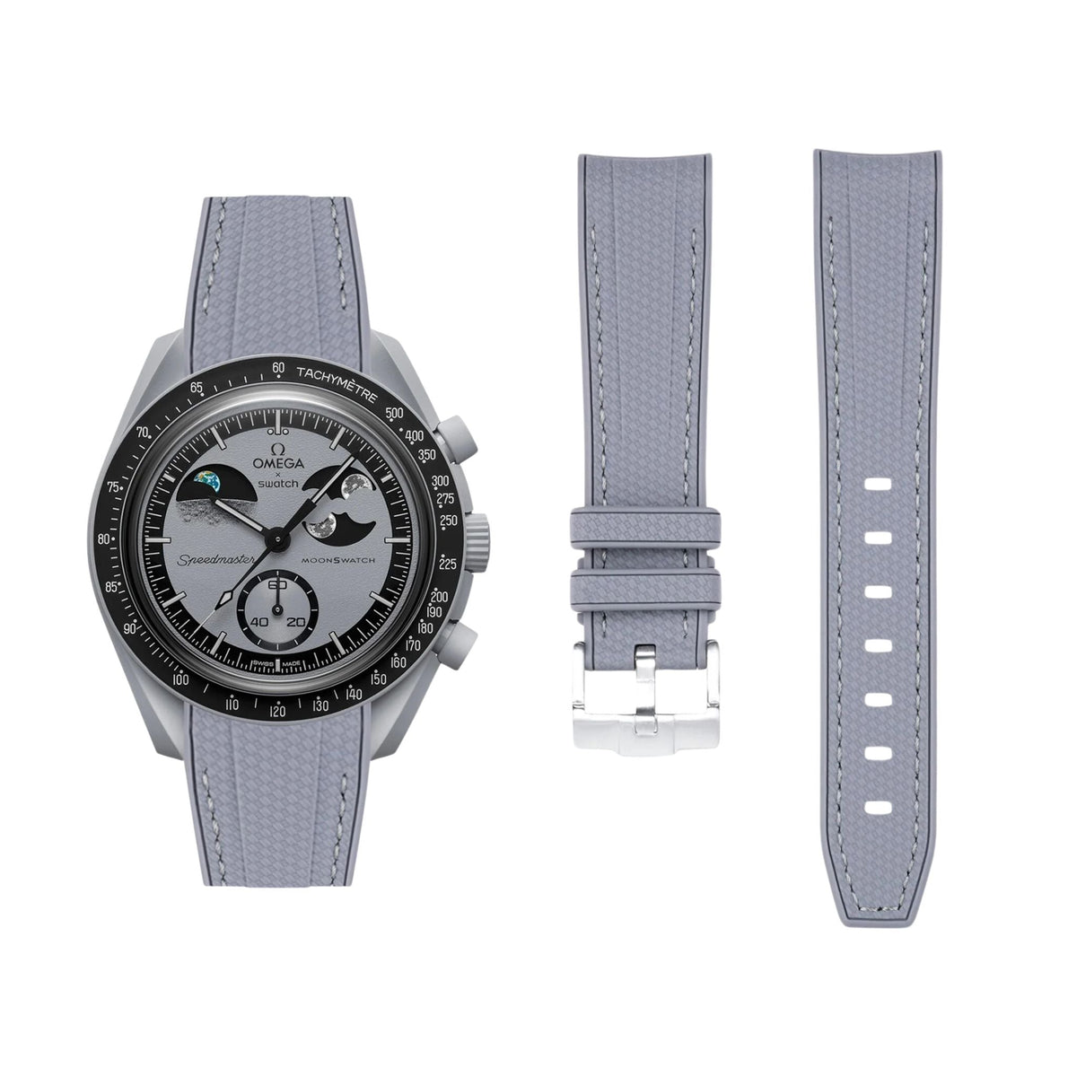Pulseira de borracha - Para a missão MoonSwatch para a fase terrestre - Cinza com cinza